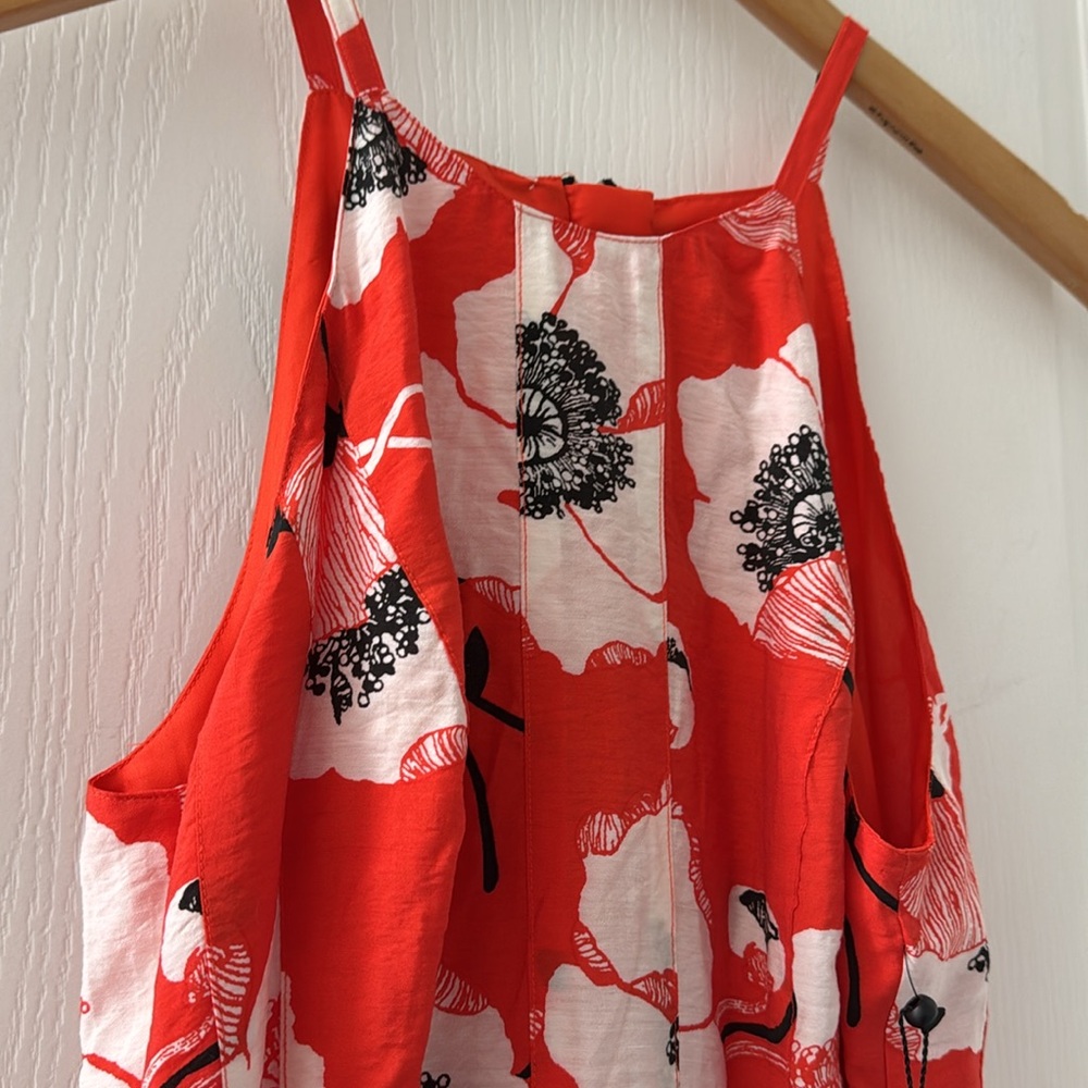 ADRIANNA PAPELL Fit & Flare Red/Orange Floral Dress Size 4 New With Tags! - Picture 3 of 8